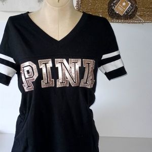 PINK Victoria's Secret Black Sequin T-shirt